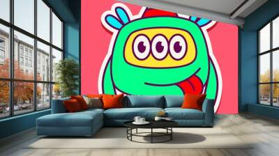 cute monster cartoon doodle design for coloring, backgrounds, stickers, logos, symbol, icons and more Wall mural