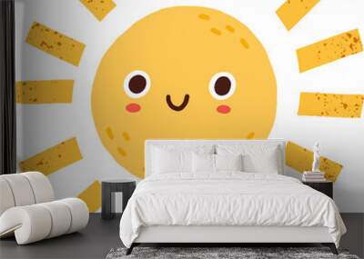 Cute Summer Sun Childish Doodle Illustration Wall mural