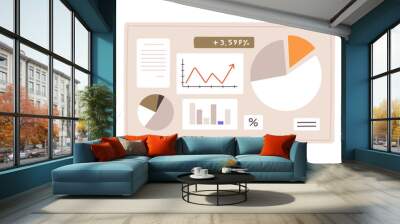 Financial graphs, charts, pie and bar diagrams for business analysis. Finance statistics, audit, accounting information, economic analytics and abstract infographic report. Flat vector illustration Wall mural