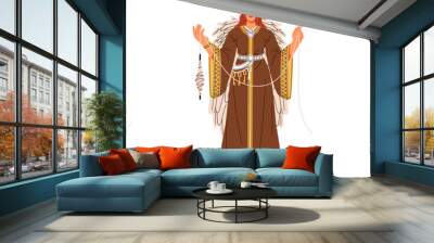 Frigg, Norse and Germanic goddess. Old Scandinavian woman, lady deity, ancient pagan Nordic mythology. Barbarian myth character. Flat graphic vector illustration isolated on white background Wall mural