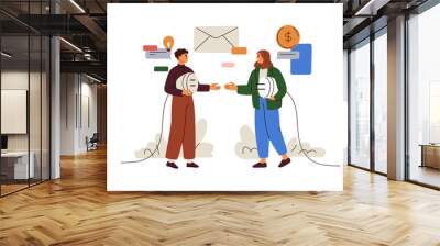 Making business connections, finding partner for cooperation. Perfect match, synergy. Collaboration, unity, professional solution concept. Flat graphic vector illustration isolated on white background Wall mural