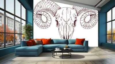 Ram Animal Scull Hand Drawn Illustration Wall mural