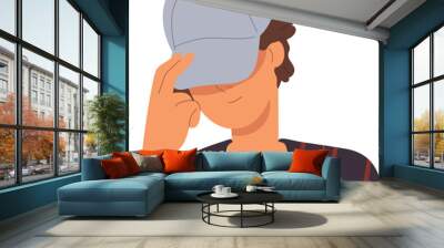 Young Man in Cap Avatar Cartoon Illustration Wall mural