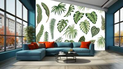 Tropical vintage palm leaves floral clip art. Exotic botanical set. Wall mural