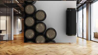 Big black soda cans on white background Wall mural