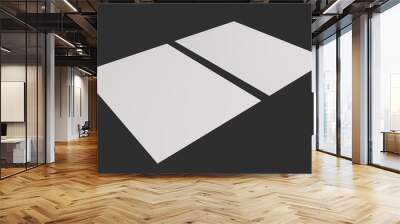 Two blank white flyers mockup on black background Wall mural