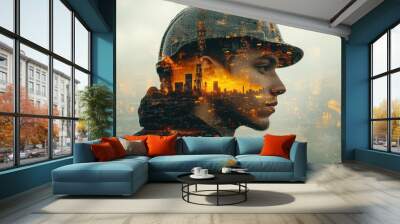 Architectural vision merging with urban glow Wall mural