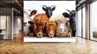 Five farm animals posing together Wall mural