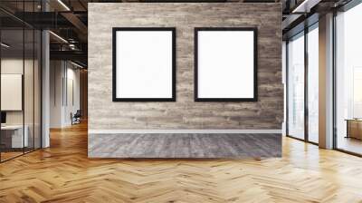 Two white posters with frame on wall. Mock up for you design preview. Good use for advertasing materials. Wall mural