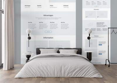 Website design template. Landing page wireframe. Wall mural