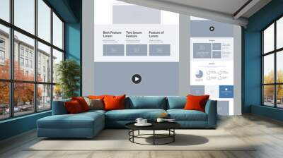 Website design template. Landing page wireframe. Wall mural