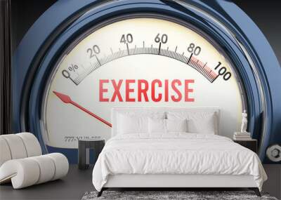 Exercise and Fitness Meter that hits less than zero, showing an extremely low level of exercise, none of it, insufficient. Minimum value, below the norm. Lack of exercise. ,3d illustration Wall mural