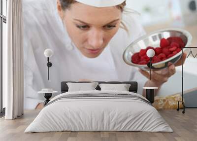 Chef preparing pastries for restaurant Wall mural