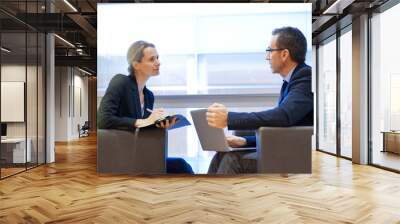 Executive people meeting in airport waiting room Wall mural