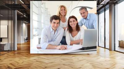 Office workers in business meeting Wall mural