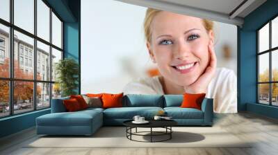 portrait of beautiful girl with blue eyes Wall mural