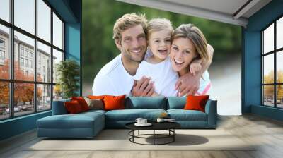 portrait of happy family having fun together Wall mural