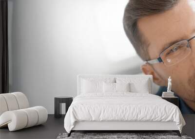 Portrait of middle-aged man with eyeglasses, template Wall mural