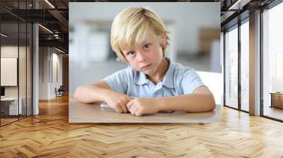 portrait of sweet blond little boy Wall mural