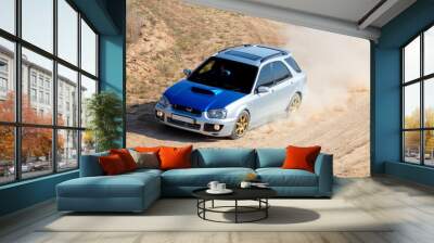 Sports Hatchback on a Dirt Track Wall mural