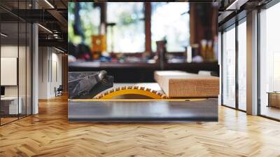 a plank of wood on a table saw Wall mural