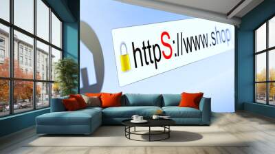 browser bar with https typed in, padlock and shop domain name Wall mural