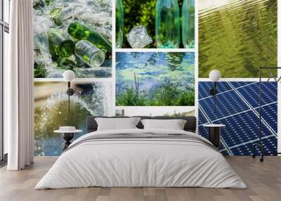 Collage about recycling on clean energy Wall mural