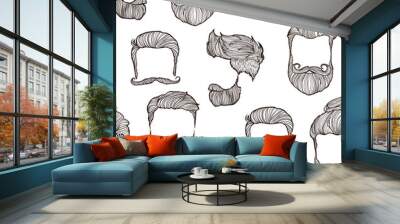 Man hairstyle. Set of hand-drawn sketches. Vector Illustration. Wall mural