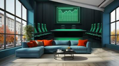 A conference room with holographic charts showing green energy data Wall mural