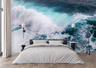 Beautiful blue ocean wave in Bali, Indonesia Wall mural