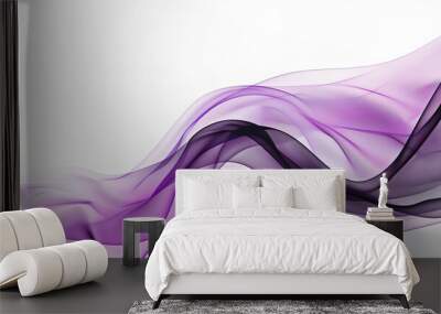 Beautiful very modern abstract rippling flowing purple wave lines background, banner, backdrop, template, wallpaper. Swirl shape isolated on background, close-up, swirls, twisting, macro, minimalist Wall mural