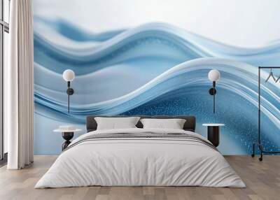 Blue flowing swirling lines, rippling shapes, swirl designs for wallpaper, banner or backdrop with minimalist, clean style for websites or presentations	 Wall mural