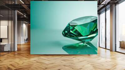 Macro photography, prime lens, close-up shot, emerald precious stone, isolated against background. Bright, studio lighting, bokeh Wall mural