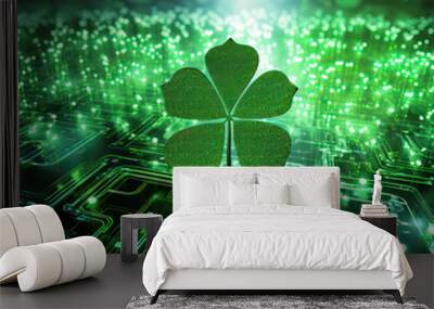 Quantum Shamrocks: Fields of Luck on St. Patrick's Day Wall mural