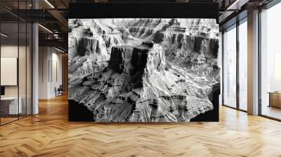 Very modern nature national park background wallpaper, backdrop, texture, Grand Canyon, Arizona, USA, America, isolated. LIDAR model, elevation scan, topography map, 3D design render, topographic Wall mural