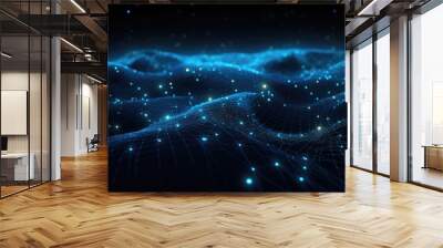 Blue tech influenced background with light and dots. Wall mural