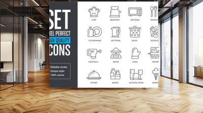 Set vector pixel perfect high quality lines icons Wall mural