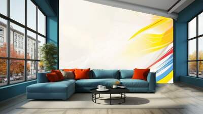 Sporty modern light abstract background in white yellow blue and red Wall mural