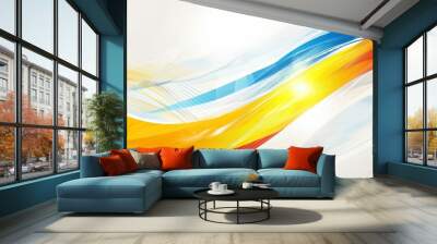 Sporty modern light abstract background in white yellow blue and red Wall mural