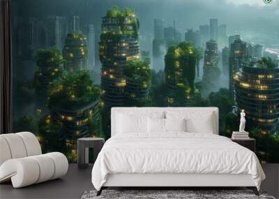 The City of the Future: the harmony of landscaping, ecology and urbanization for a sustainable life Wall mural