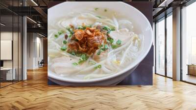 Pho bo, Vietnamese food, rice noodle soup with sliced beef Wall mural