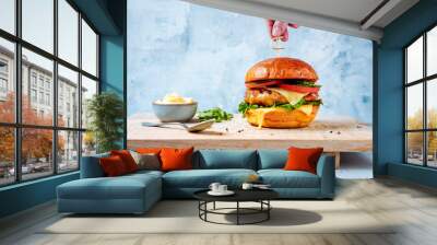 Grilled chicken sriracha mayo burger Wall mural