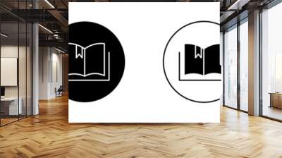 Book bookmark icon set. study book favorite page mark ribbon vector symbol in black filled and outlined style. Wall mural