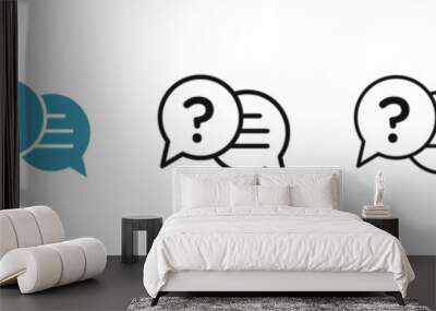 Comment question line icon set. faq line icon. question and answer pictogram. inquire bubble. ask or request sign. frequently asked questions icon for Ui designs. Wall mural