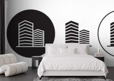 company vector icon set. corporate office building symbol. apartment sign in black color. Wall mural