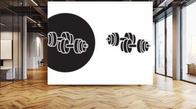 Dumbbell pair icon set. gym fitness weight exercise vector symbol. physical workout dumbbell sign in black filled and outlined style. Wall mural