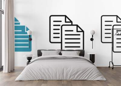 Duplicate Icon Set. Copy Data Files Sign. Matching Duplicity Icon for UI Designs. Wall mural