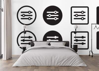 Filter icon set for apps and website. Sound or music control pictogram. Custom filter ui button. Wall mural