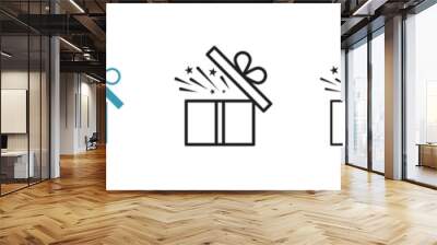 Icon Set of Revealed Mystery Boxes. Vector Art for Opened Gift Boxes. Wall mural