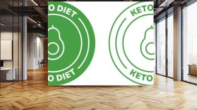 Keto or ketogenic diet icon set in green color. Four variations on white background Wall mural